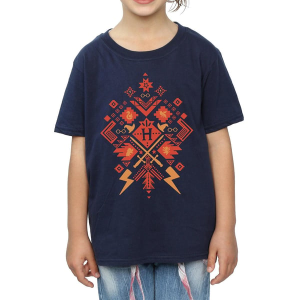 Harry Potter Girls Christmas Fair Isle Cotton T-Shirt
