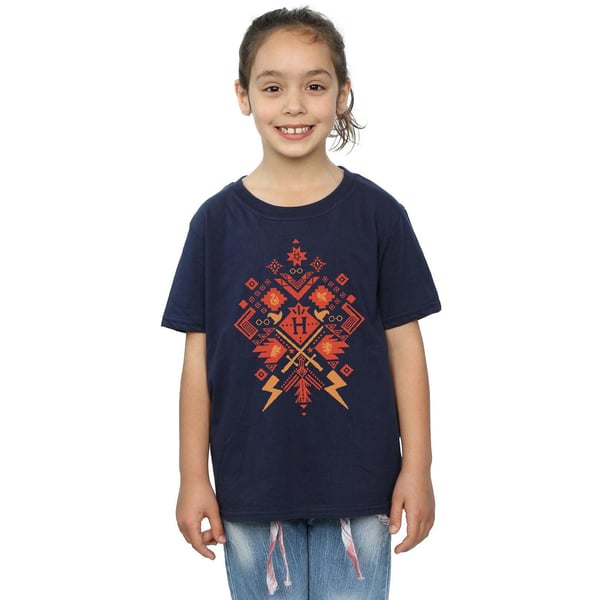 Harry Potter Girls Christmas Fair Isle Cotton T-Shirt