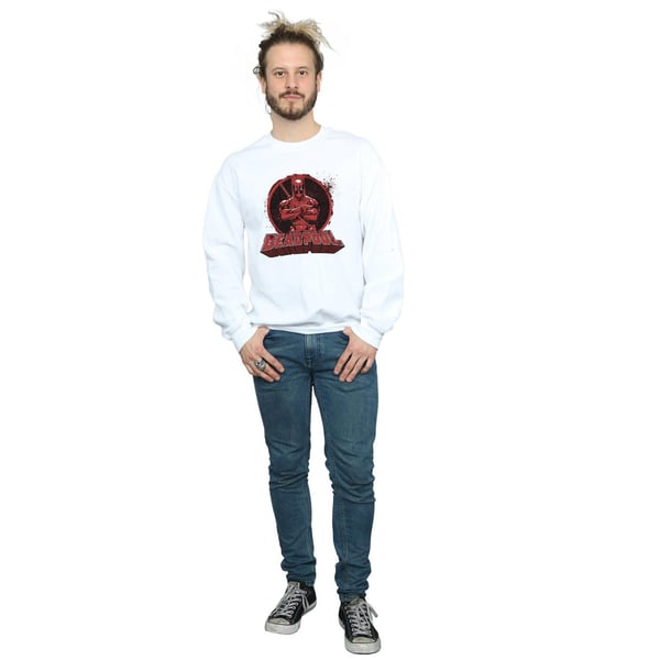 Marvel Mens Deadpool Crossed Arms Logo Sweatshirt