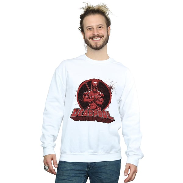 Marvel Mens Deadpool Crossed Arms Logo Sweatshirt