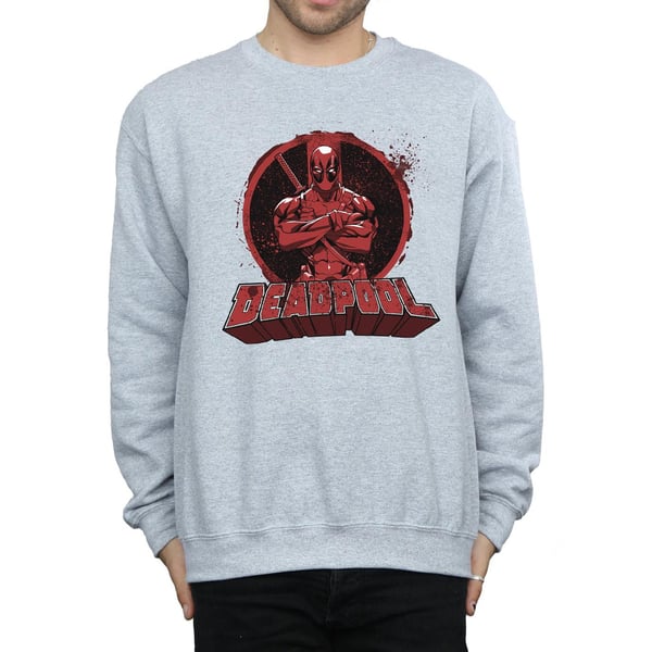 Marvel Mens Deadpool Crossed Arms Logo Sweatshirt