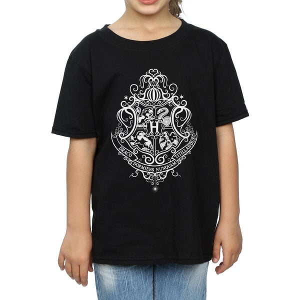 Harry Potter Girls Hogwarts Draco Dormiens Crest Cotton T-Shirt