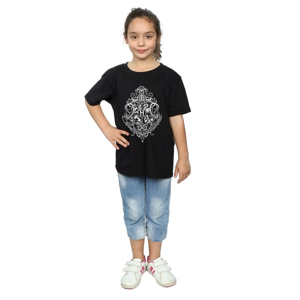 Harry Potter Girls Hogwarts Draco Dormiens Crest Cotton T-Shirt
