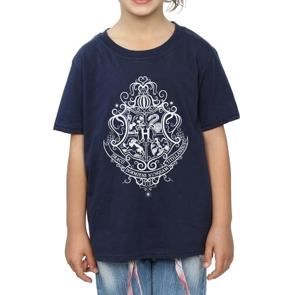 Harry Potter Girls Hogwarts Draco Dormiens Crest Cotton T-Shirt