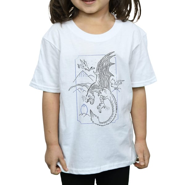 Harry Potter Girls Dragon Line Art Cotton T-Shirt