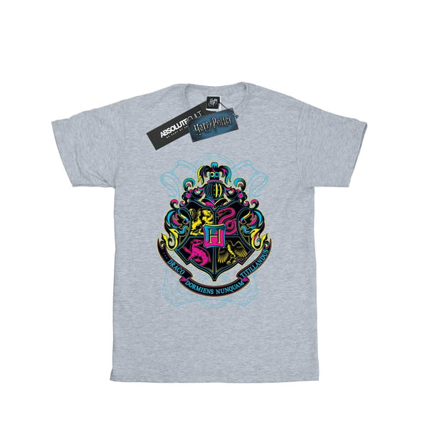 Harry Potter Girls Neon Hogwarts Crest Cotton T-Shirt