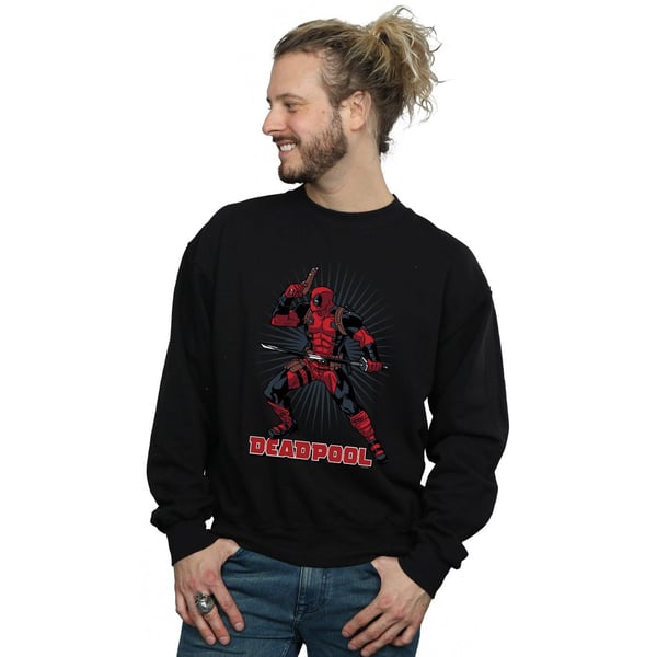 Marvel Mens Deadpool Gun Sword Burst Sweatshirt