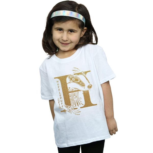 Harry Potter Girls Hufflepuff Glitter Cotton T-Shirt