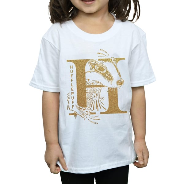 Harry Potter Girls Hufflepuff Glitter Cotton T-Shirt