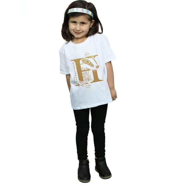 Harry Potter Girls Hufflepuff Glitter Cotton T-Shirt