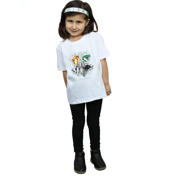 Harry Potter Girls Hogwarts Painted Crest Cotton T-Shirt