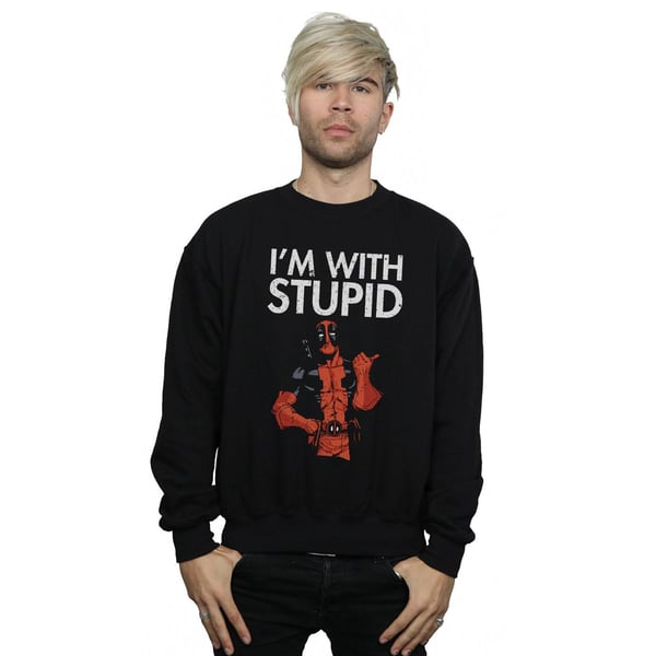 Marvel Mens Deadpool I´m With Stupid Sweatshirt