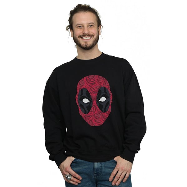 Marvel Mens Deadpool Head Of Roses Sweatshirt