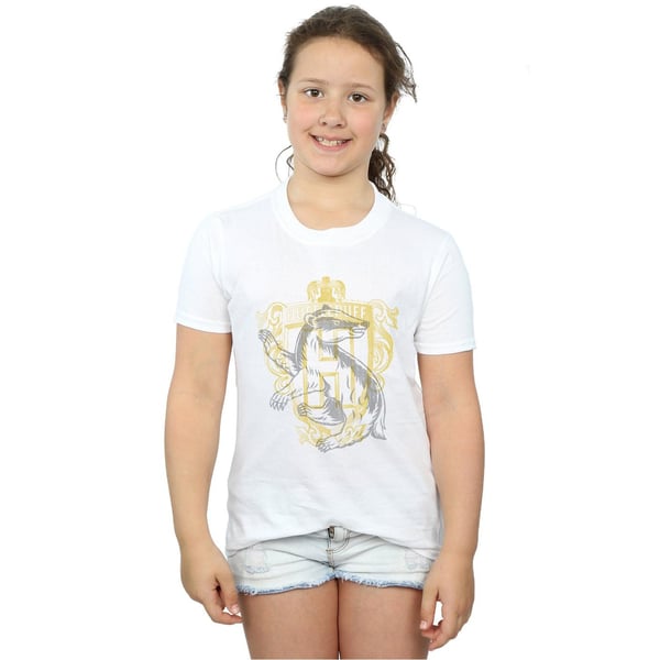Harry Potter Girls Hufflepuff Badger Crest Cotton T-Shirt