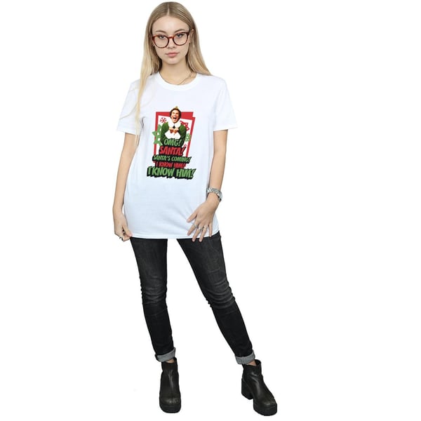 Elf Womens/Ladies OMG Santa Cotton Boyfriend T-Shirt