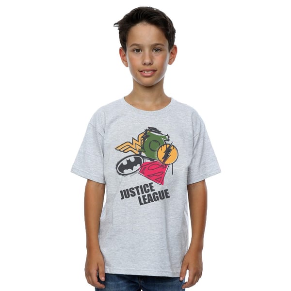 DC Comics Boys Justice League Spray Logos T-Shirt