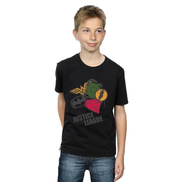 DC Comics Boys Justice League Spray Logos T-Shirt