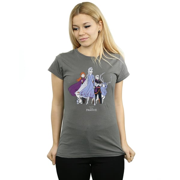 Disney Womens/Ladies Frozen 2 Distressed Group Cotton T-Shirt