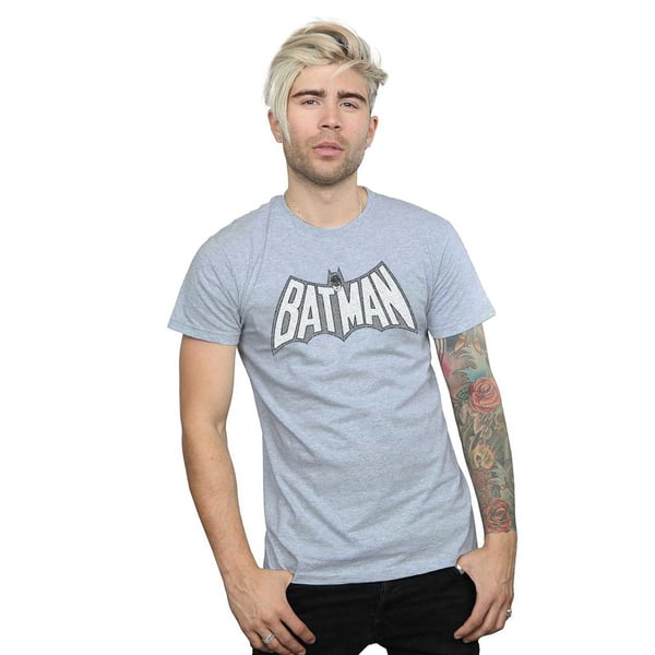 DC Comics Mens Batman Retro Crackle Logo T-Shirt