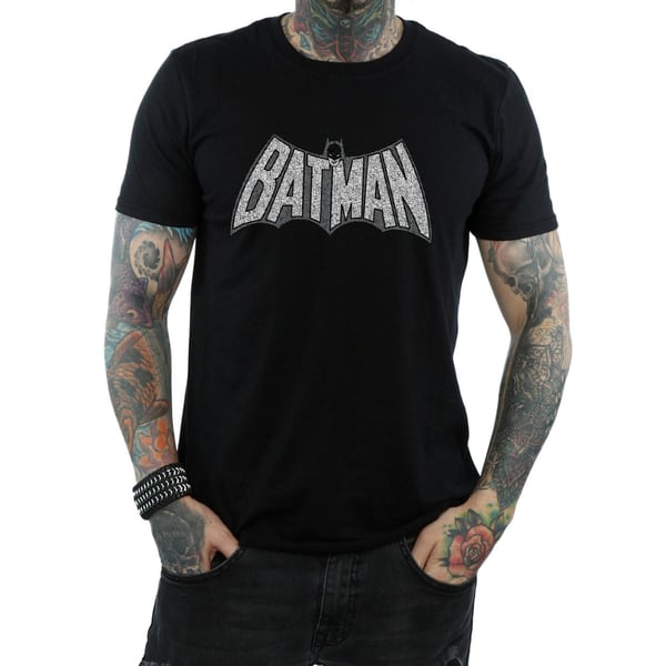 DC Comics Mens Batman Retro Crackle Logo T-Shirt
