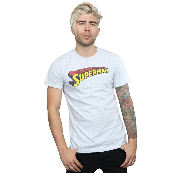 DC Comics Mens Superman Telescopic Crackle Logo T-Shirt