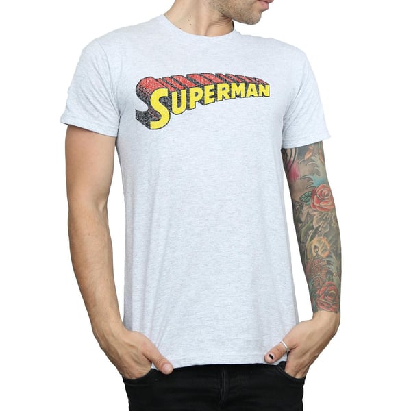DC Comics Mens Superman Telescopic Crackle Logo T-Shirt