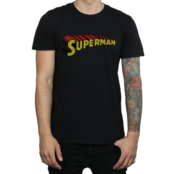 DC Comics Mens Superman Telescopic Crackle Logo T-Shirt