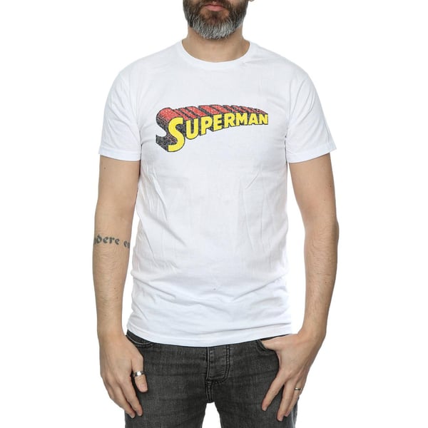 DC Comics Mens Superman Telescopic Crackle Logo T-Shirt