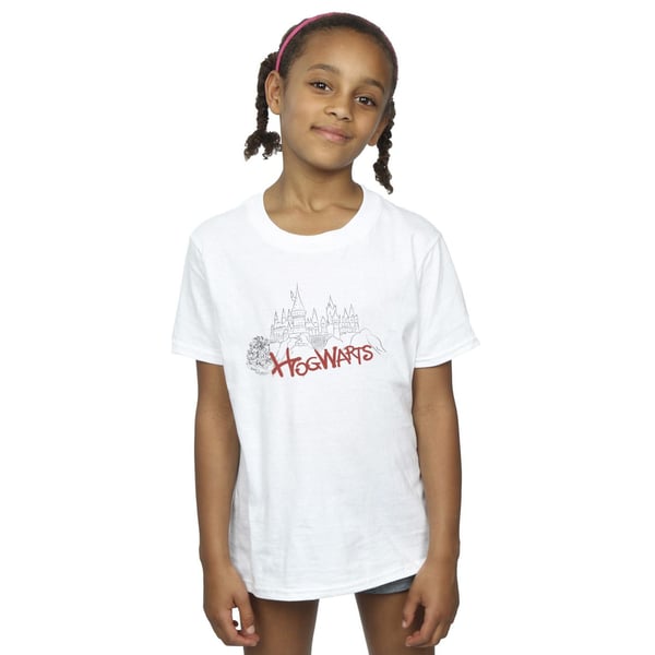 Harry Potter Girls Hogwarts Castle Spray Cotton T-Shirt
