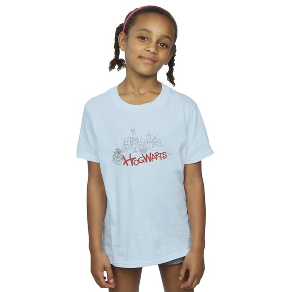 Harry Potter Girls Hogwarts Castle Spray Cotton T-Shirt