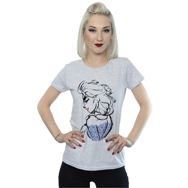 Disney Womens/Ladies Frozen Elsa Sketch Mono Cotton T-Shirt
