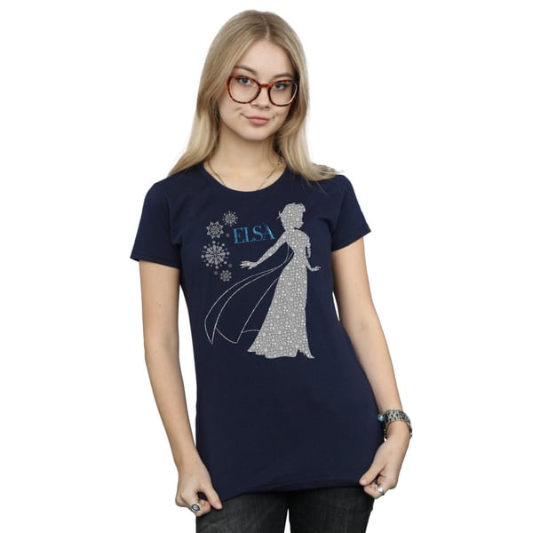 Disney Womens/Ladies Frozen Elsa Christmas Silhouette Cotton T-Shirt