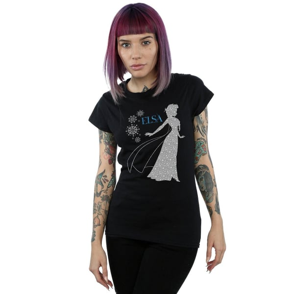 Disney Womens/Ladies Frozen Elsa Christmas Silhouette Cotton T-Shirt