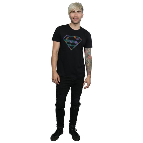 DC Comics Mens Superman Floral Logo 1 T-Shirt