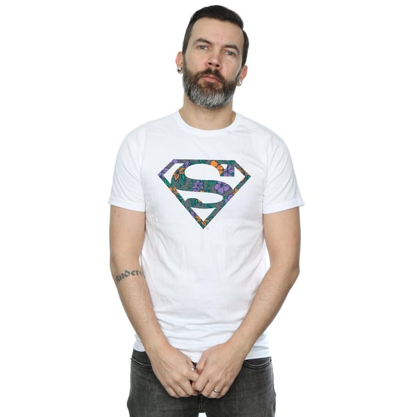 DC Comics Mens Superman Floral Logo 1 T-Shirt