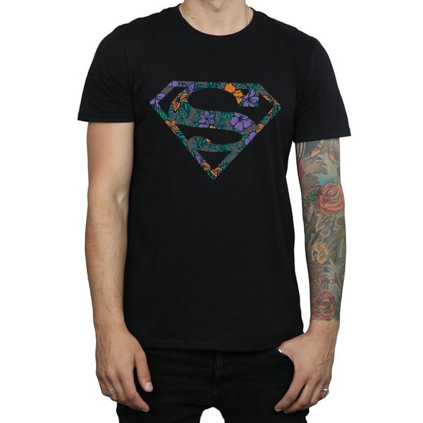 DC Comics Mens Superman Floral Logo 1 T-Shirt