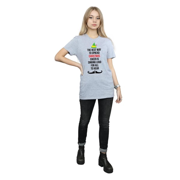 Elf Womens/Ladies Christmas Cheer Text Cotton Boyfriend T-Shirt