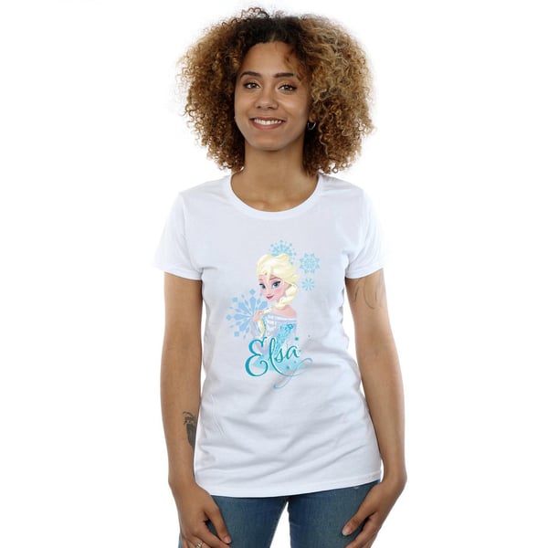 Disney Womens/Ladies Frozen Elsa Snowflakes Cotton T-Shirt