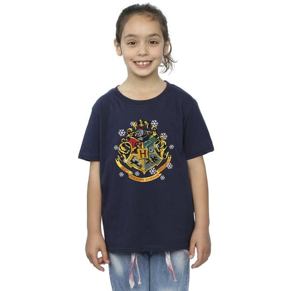 Harry Potter Girls Christmas Crest Cotton T-Shirt