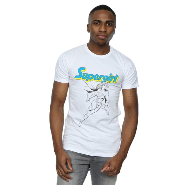 DC Comics Mens Supergirl Mono Action Pose T-Shirt