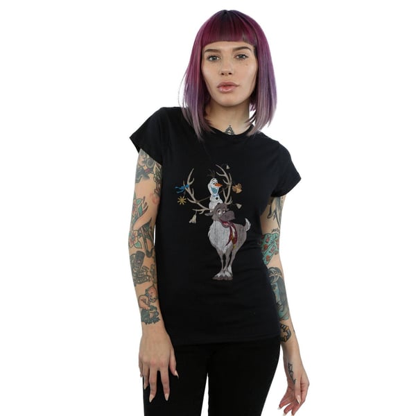 Disney Womens/Ladies Frozen Sven And Olaf Christmas Ornaments Cotton T-Shirt