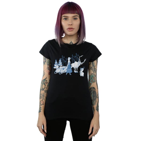 Disney Womens/Ladies Frozen Anna Sven And Olaf Cotton T-Shirt