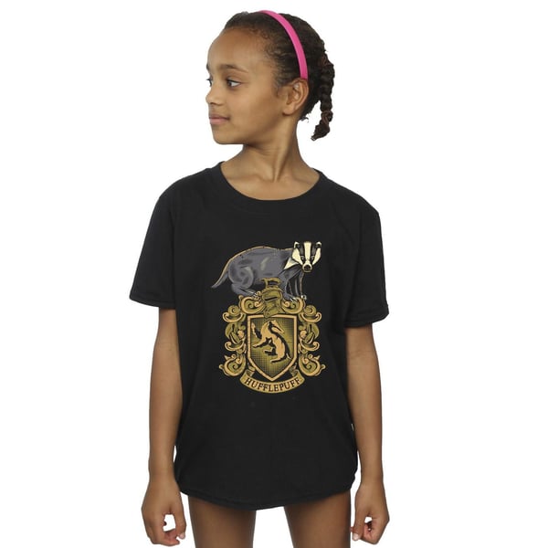 Harry Potter Girls Hufflepuff Sketch Crest Cotton T-Shirt