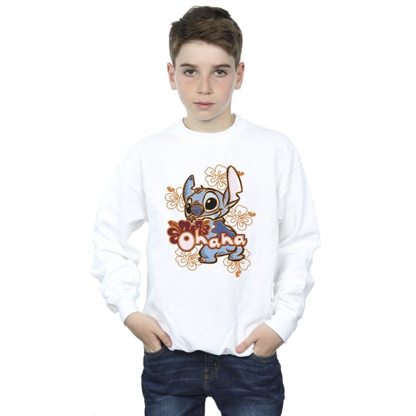 Disney Boys Lilo And Stitch Ohana Orange Hibiscus Sweatshirt