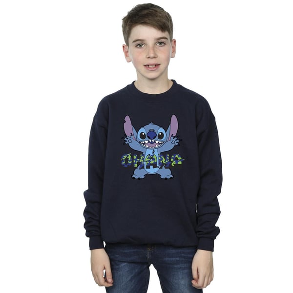 Disney Boys Lilo And Stitch Ohana Blue Glitch Sweatshirt