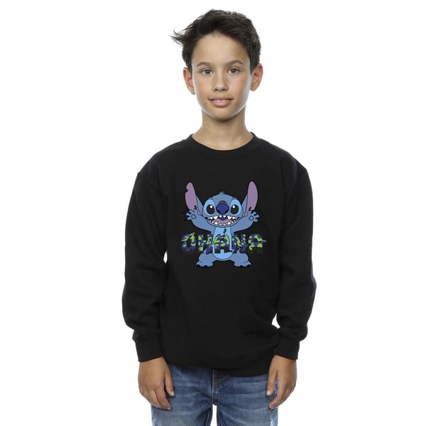 Disney Boys Lilo And Stitch Ohana Blue Glitch Sweatshirt