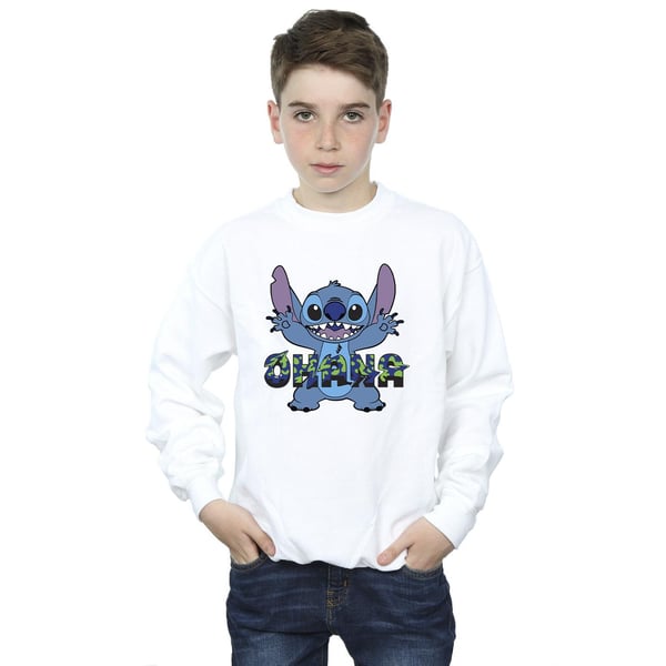 Disney Boys Lilo And Stitch Ohana Blue Glitch Sweatshirt