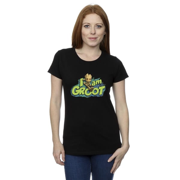 Marvel Womens/Ladies Guardians Of The Galaxy I Am Groot Jumping Cotton T-Shirt