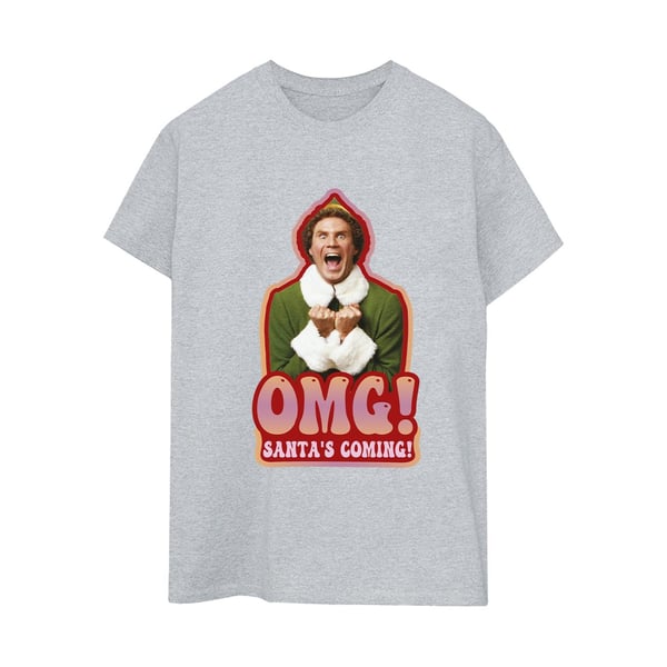 Elf Dam/Dam Santa´s Coming T-shirt i bomull Boyfriend-modell