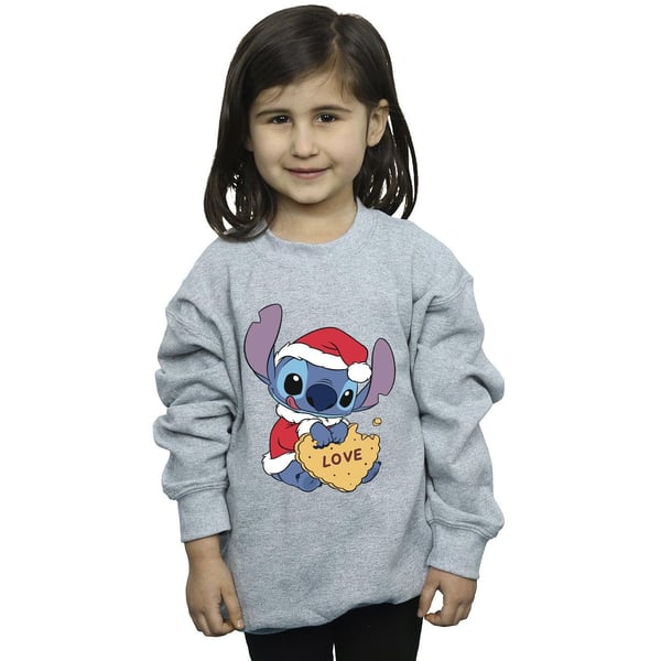 Disney Girls Lilo And Stitch Christmas Love Biscuit Sweatshirt